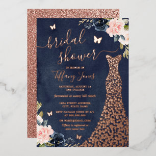 Rose-Gold-Dress-Brautparty Folieneinladung