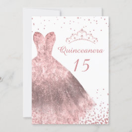 Rose Gold Dress Gown Quinceanera Party 15. Einladung