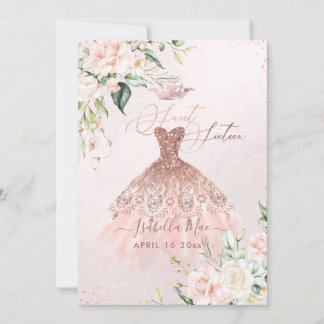 Rose Gold Dress Sweet 16 Wasserfarben Blume Einladung
