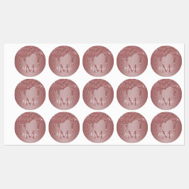 Rose Gold Drilling Glitzer Monogram Etiketten