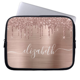 Rose Gold Drilling Glitzer Personalisiert Laptopschutzhülle