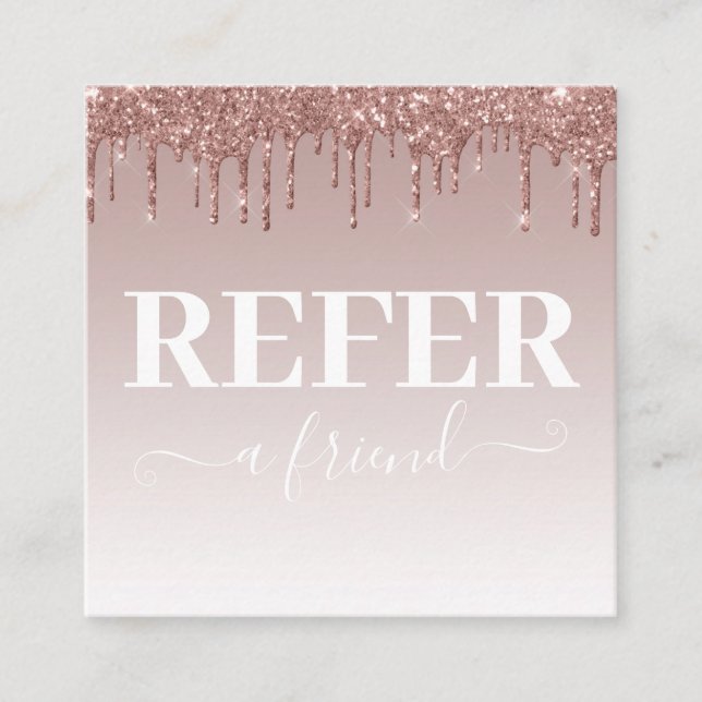 Rose Gold Drilling Glitzer Weiterempfehlen Empfehlungskarte (Vorderseite)