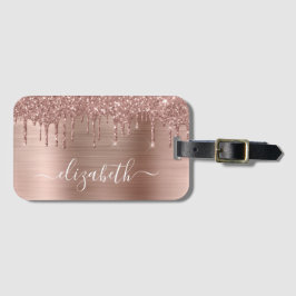 Rose Gold Dripping Glitter Personalized Gepäckanhänger