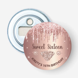 Rose Gold Dripping Glitzer & Diamond Sweet 16 Flaschenöffner