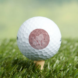 Rose Gold Dripping Glitzer Monogram Golfball