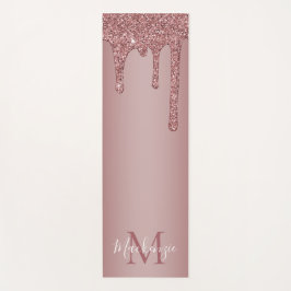 Rose Gold Dripping Glitzer Monogram Yogamatte