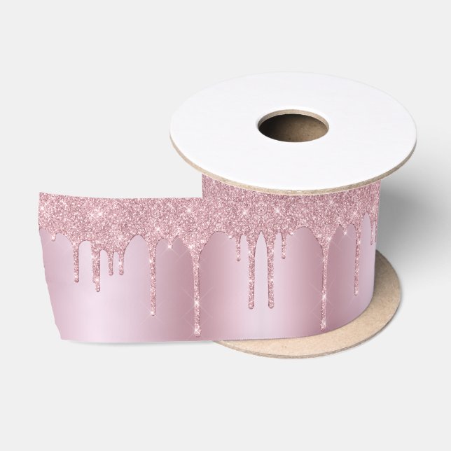 Rose Gold Dripping Glitzer Stilvoll elegant Rosa Satinband (Spule)