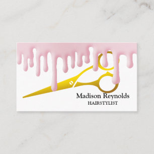 Rose Gold Dripping Gold Hair Stylist Scisson Salon Visitenkarte