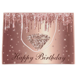 Rose Gold Driving Glitzer & Diamond Geburtstag Große Geschenktüte