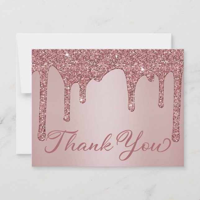 Rose Gold Driving Glitzer Quinceanera Dankeskarte (Vorderseite)