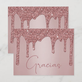 Rose Gold Driving Glitzer Quinceanera Gracias Dankeskarte