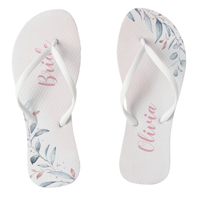 Rose Gold Dusty Blauer Grünbraun Flip Flops (Fußbett)