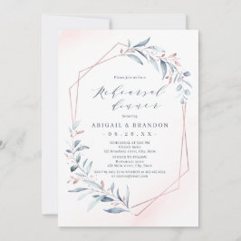 Rose Gold Dusty Blue Greenery Probe Abendessen Einladung