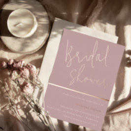 Rose Gold Dusty Mauve Pink Modernes Brautparty Folieneinladung