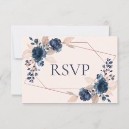 Rose Gold Dusty Pink Navy Flora Hochzeit RSVP