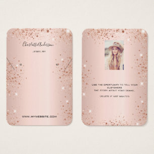 Rose gold earring photo glitter display card
