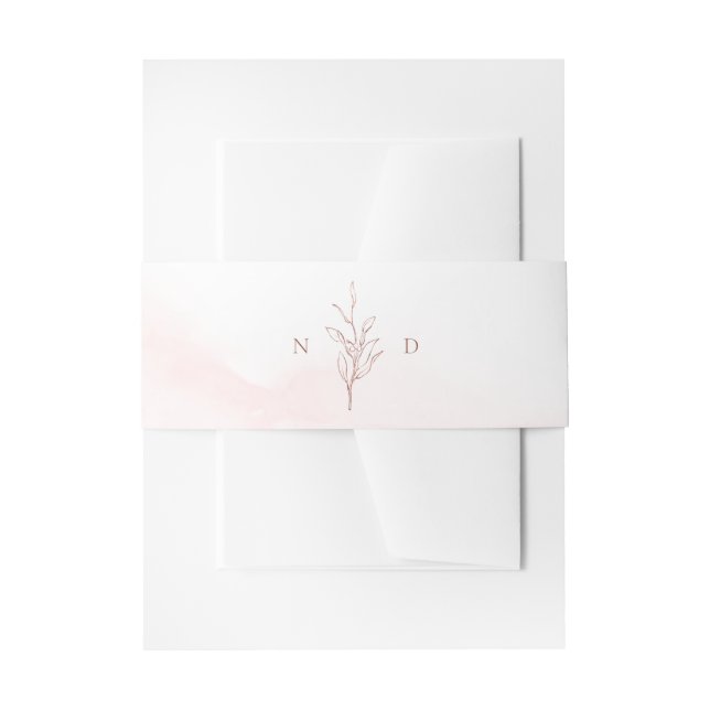 Rose Gold Einfache botanische Blätter Monogramm Ho Einladungsbanderole (Vorderseite Beispiel)