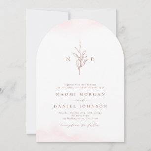 Rose Gold einfache botanische Monogramm rustikale  Einladung