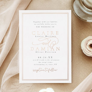 Rose Gold einfache Eleganz romantische Schrift Hoc Folieneinladung