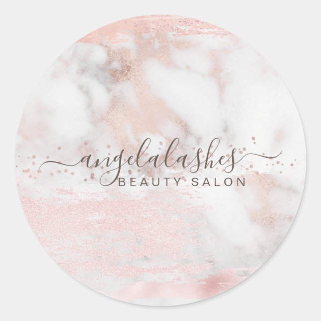 Rose Gold Einfache Marmorplatte Weibliche Untersch Runder Aufkleber (Vorderseite)