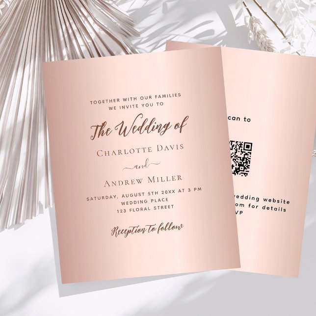 Rose Gold einfache QR-Code UAWG Hochzeitseinladung (Von Creator hochgeladen)