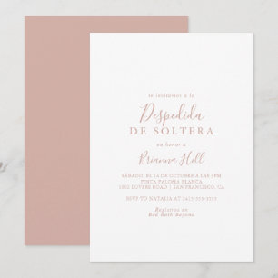 Rose Gold Einfaches Minimalistisches Spanisches Br Einladung
