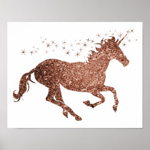 Rose Gold Einhorn Glitterposter Poster