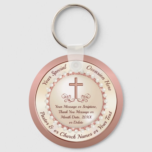 Rose Gold, einzigartige religiöse Favoriten, Perso Schlüsselanhänger (Vorderseite)
