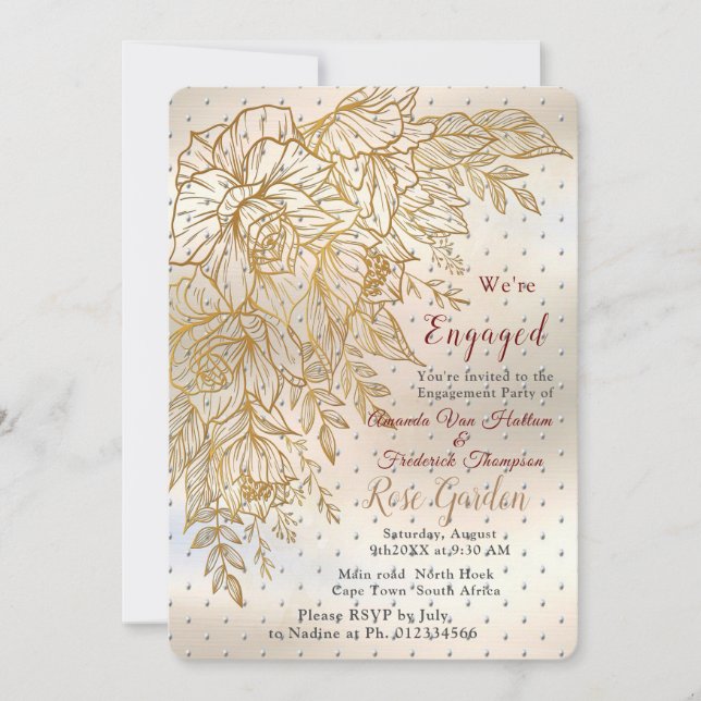 Rose Gold Elegant dessin de ligne Invitation (Devant)