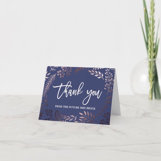 Rose Gold Élégant Merci De la Future Mme (Devant)