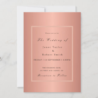 Rose Gold Elegant Minimalistisch mit rosa Grenze Einladung