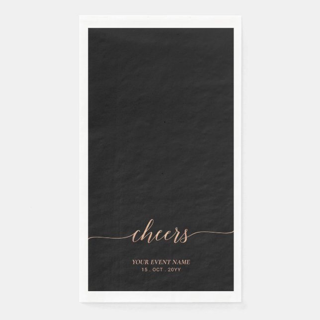 Rose gold Elegant Stilvolle Lettern Cheers Event P Serviette (Vorderseite)
