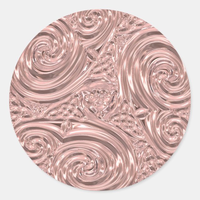 Rose Gold elegant viktorianisch Runder Aufkleber (Vorderseite)