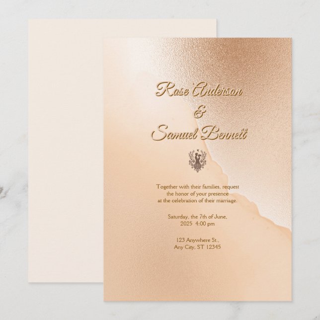Rose Gold Elegant Wedding Invitation (Devant / Derrière)