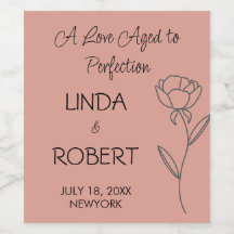 Rose Gold Elegant Wedding Vin Étiquette