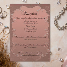 Rose Gold Elegante Damask Hochzeit Empfang Begleitkarte