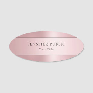 Rose Gold Elegante Einfache Vorlage Trendy Oval Namensschild