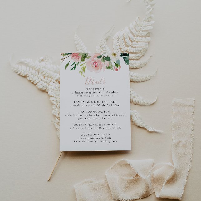 Rose Gold Elegante Fall Blume Hochzeiten Details Begleitkarte (Von Creator hochgeladen)