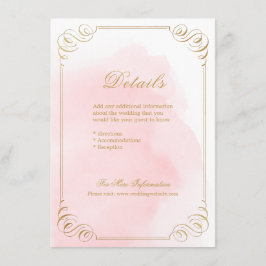 Rose Gold elegante kalligraphische Hochzeitsdetail Begleitkarte
