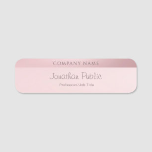 Rose Gold Elegante Moderne Kalligrafie Skriptbezei Namensschild