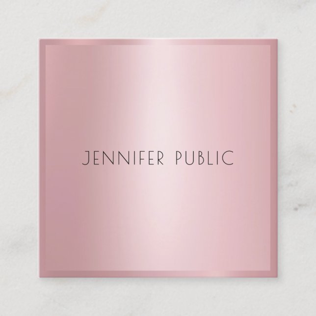 Rose Gold Elegante Moderne Minimalistische Berufli Quadratische Visitenkarte (Vorderseite)