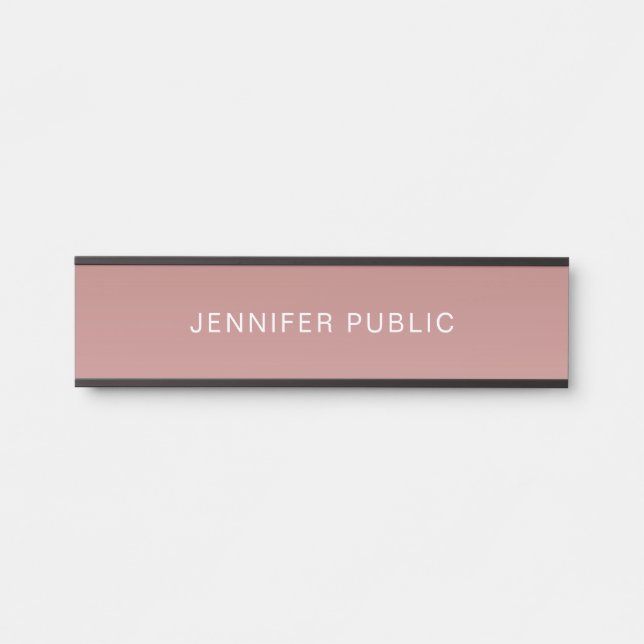 Rose Gold Elegante Moderne Minimalistische Vorlage Türschild (Vorderseite )