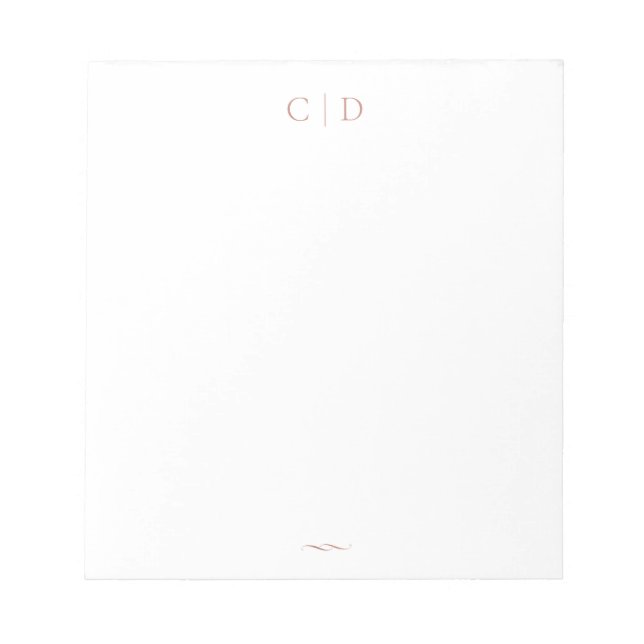 Rose Gold Elegante Monogram Personalisiert Station Notizblock (Vorderseite)