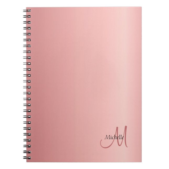 Rose Gold Elegante Monogram Vorlage Moderne Notizblock (Vorderseite)