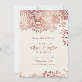 Rose Gold elegante Spitzen Hochzeit speichern das Save The Date