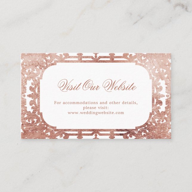 Rose Gold elegante Vintage Hochzeitswebsite Platzkarte (Vorderseite)