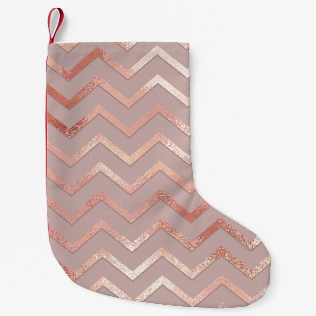 Rose Gold: elegantes Vintages Muster. Kleiner Weihnachtsstrumpf (Vorderseite)