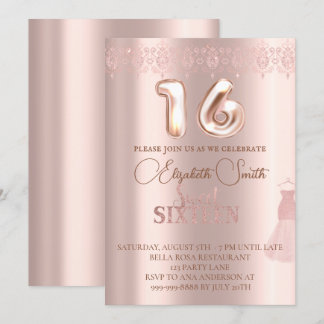 Rose Gold Eleganz, 16 . Geburtstag Einladung