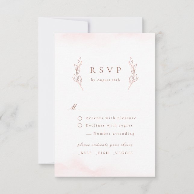 Rose Gold Eleganz Botanische Hochzeit RSVP Karte (Vorderseite)