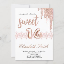 Rose Gold Eleganz, Rose Gold 16 . Geburtstag Einladung